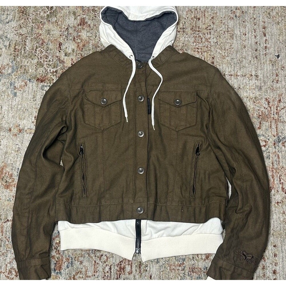 Speed & Strength Womens Large Fast Times armored denim hooded riding Jacket